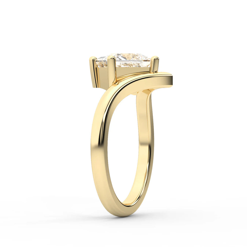 Evelyn Chevron Solitaire Round Diamond Engagement Ring