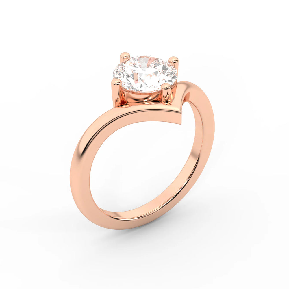 Evelyn Chevron Solitaire Round Diamond Engagement Ring