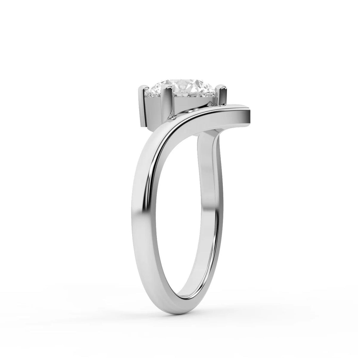 Evelyn Chevron Solitaire Diamond Engagement Ring – Round (925 Sterling Silver)