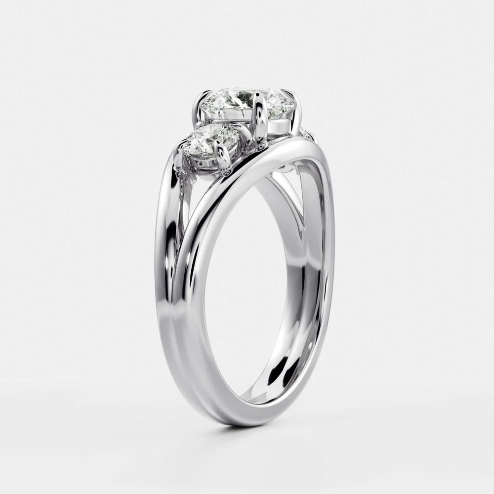 Exquisite Three-Stone Oval Diamond Engagement Ring