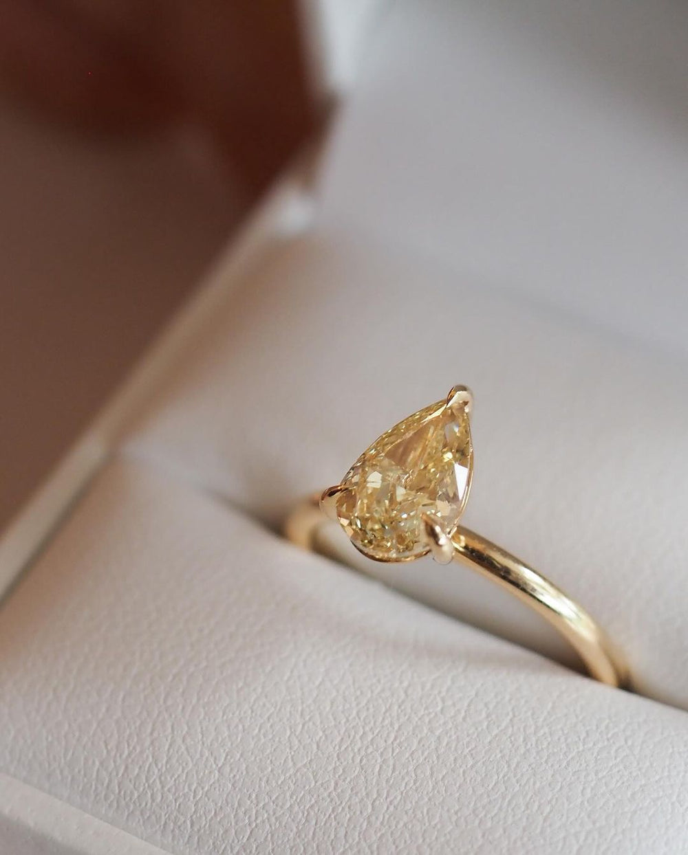 Canary Yellow Elongated Pear Cut Labgrown Engagement Ring