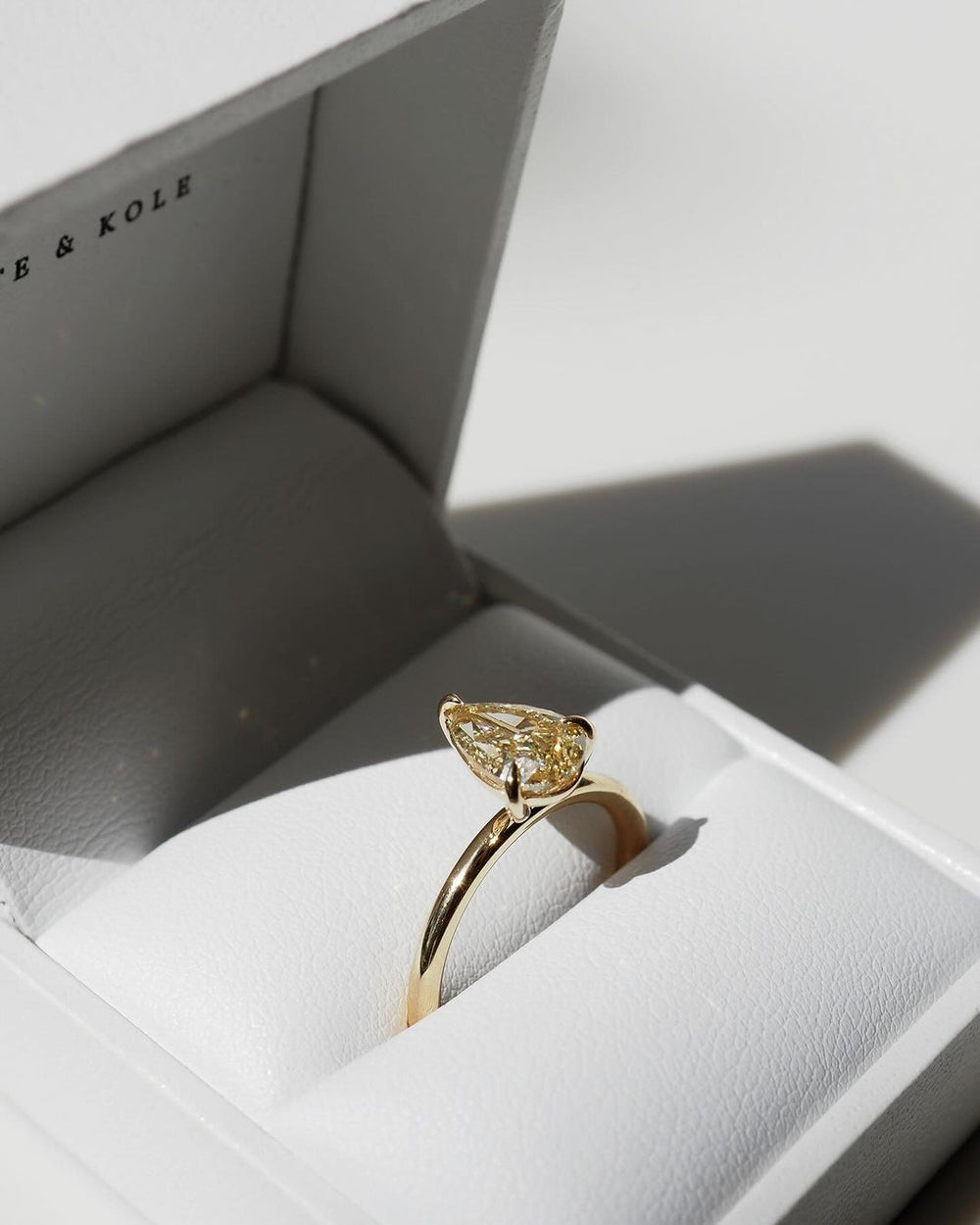 Canary Yellow Elongated Pear Cut Labgrown Engagement Ring