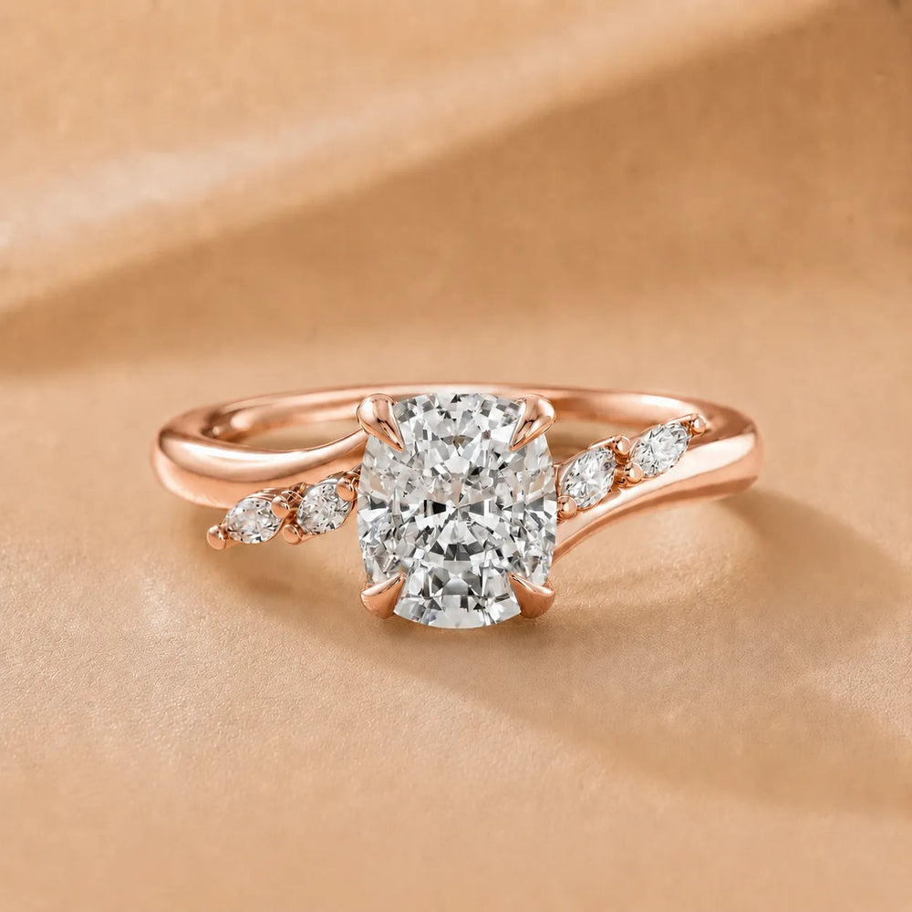 Flora Twist Side Stone Oval Diamond Engagement Ring