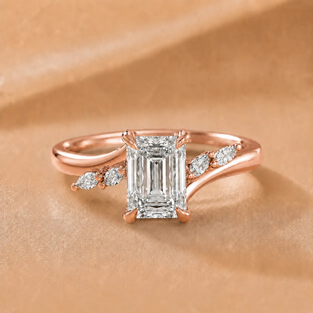 Flora Twist Side Stone Oval Diamond Engagement Ring