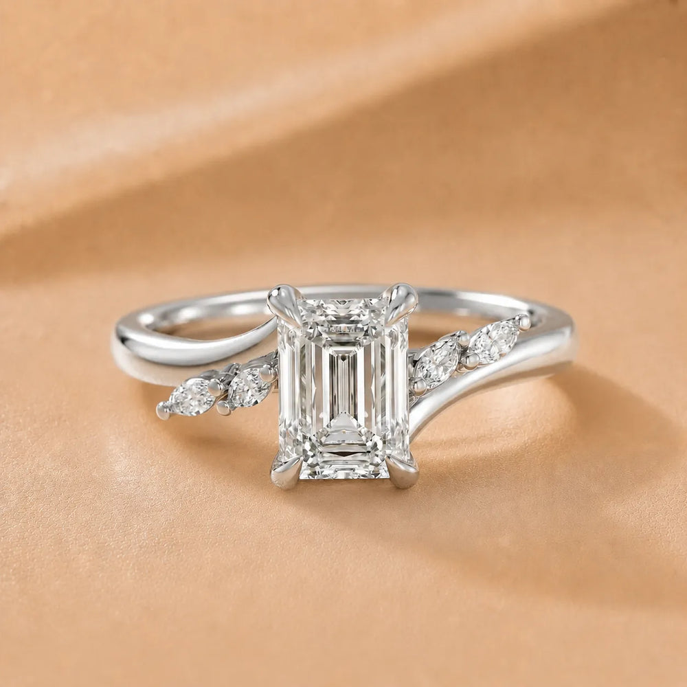 Flora Twist Side Stone Oval Diamond Engagement Ring