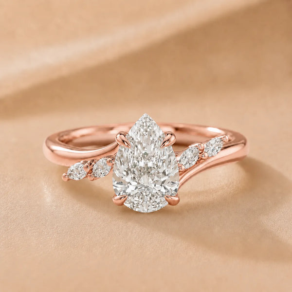 Flora Twist Side Stone Oval Diamond Engagement Ring
