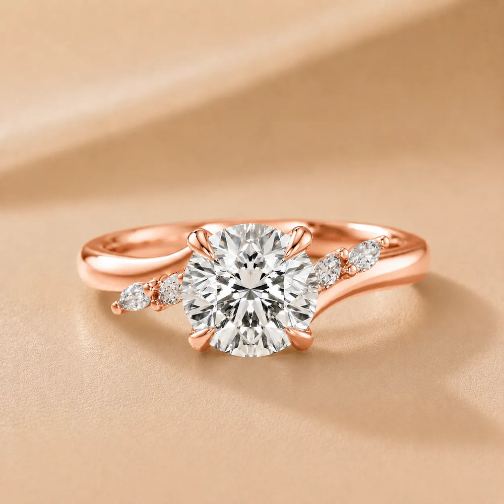 Flora Twist Side Stone Oval Diamond Engagement Ring