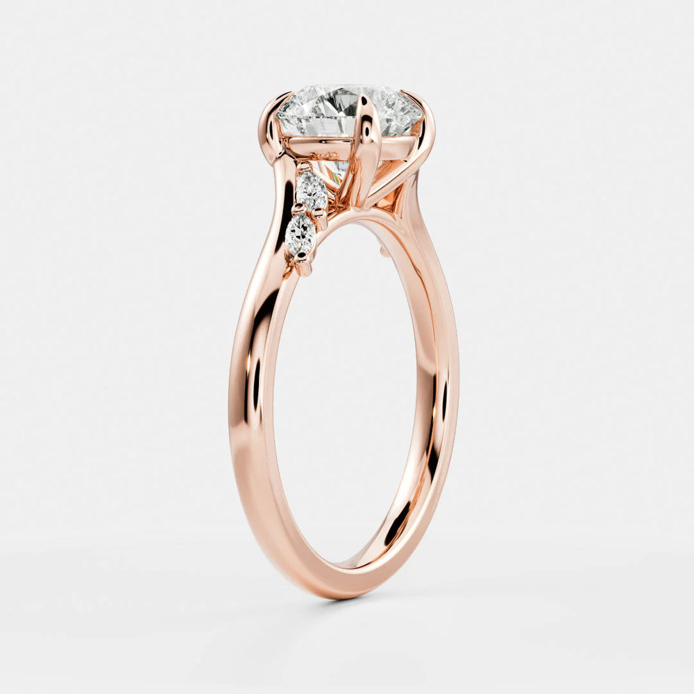 Flora Twist Side Stone Oval Diamond Engagement Ring
