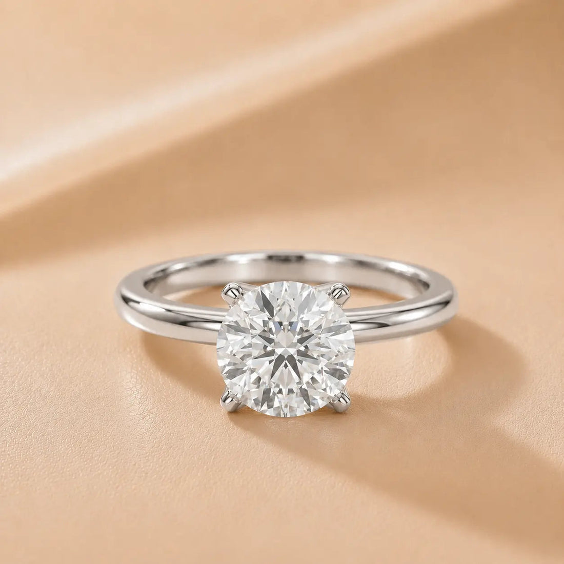Flora Guardian Solitaire Radiant Diamond Engagement Ring – (925 Sterling Silver) – Round (925 Sterling Silver)
