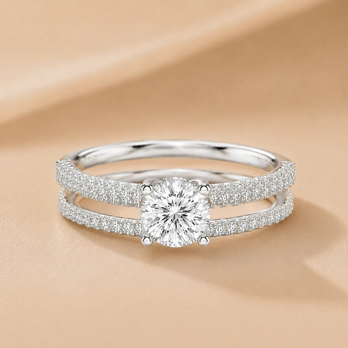 Forever Unity Ring with Side Ring – Round (925 Sterling Silver)