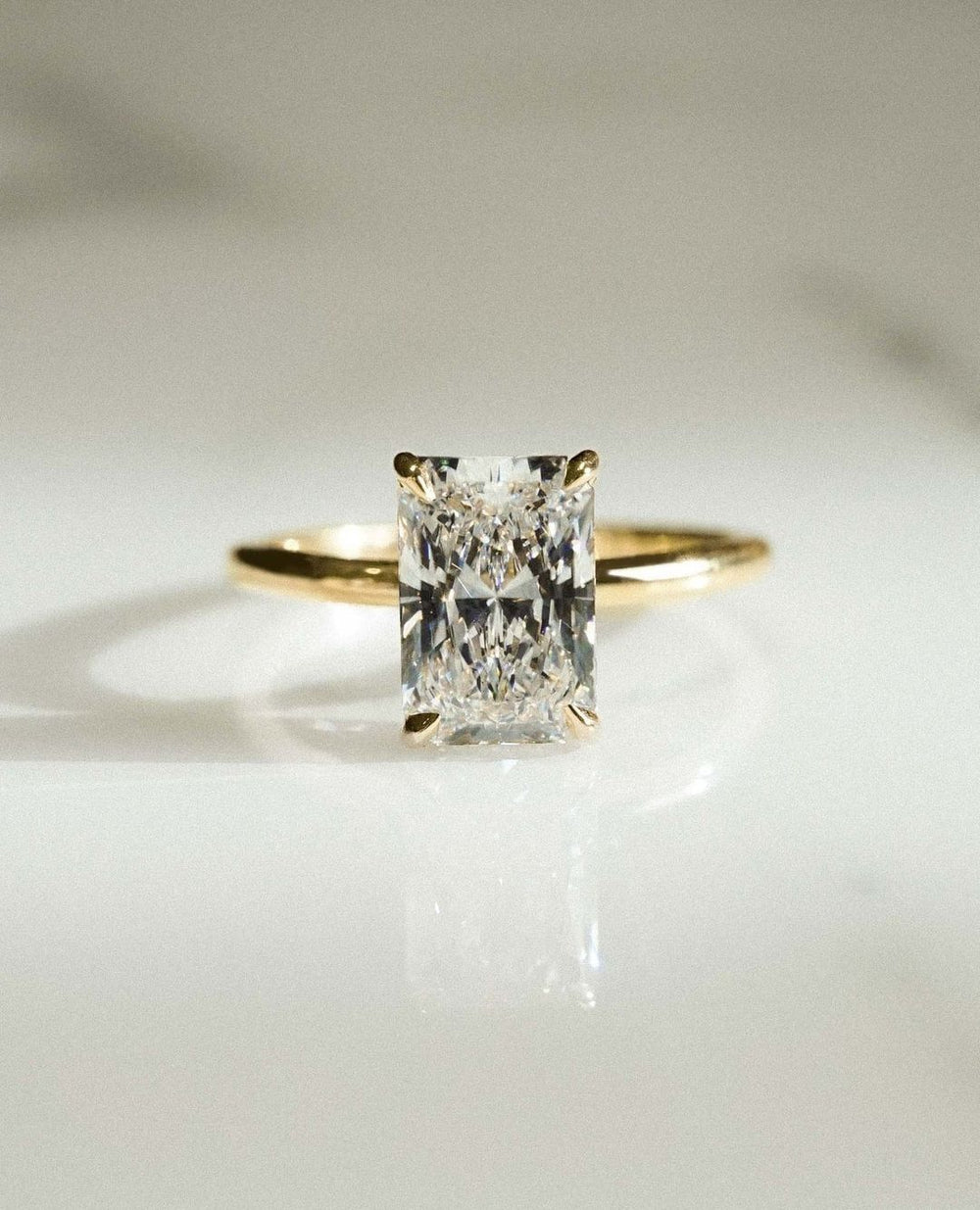 Radiant Cut Labgrown Engagement Ring, Crushed Ice Radiant Cut Ring