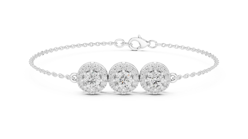 Graceful Trio Sparkle with Trio Set Diamond for Gifting Bracelet (925 Sterling Silver) (925 Sterling Silver)