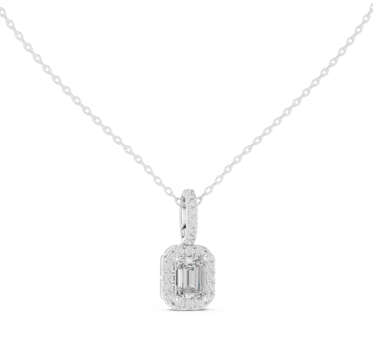 Halo Necklace Radiance Pendant – Round (925 Sterling Silver)