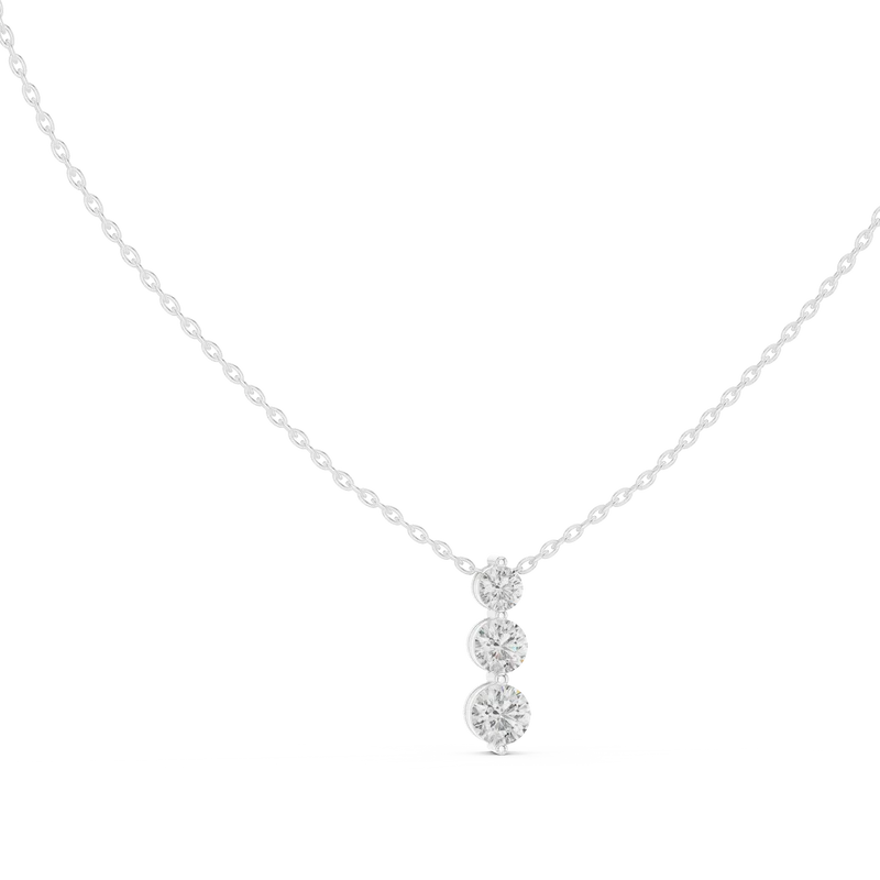 Elegant Vertical Diamond Necklace – Round (925 Sterling Silver)