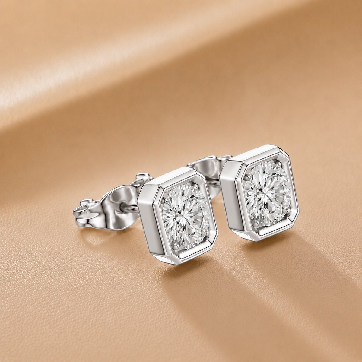 Timeless Glow Ear Studs For Bezel Setting earring – Round (925 Sterling Silver)