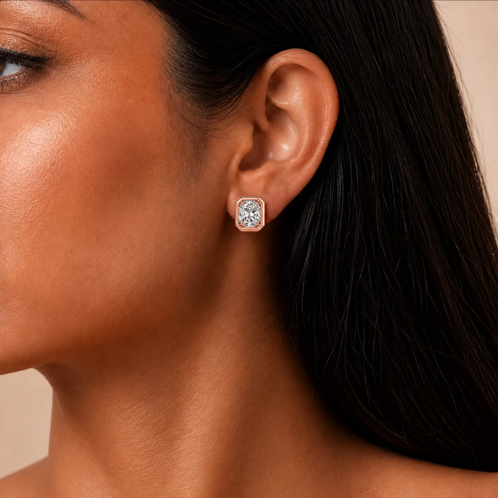 Timeless Glow Ear Studs For Bezel Setting earring
