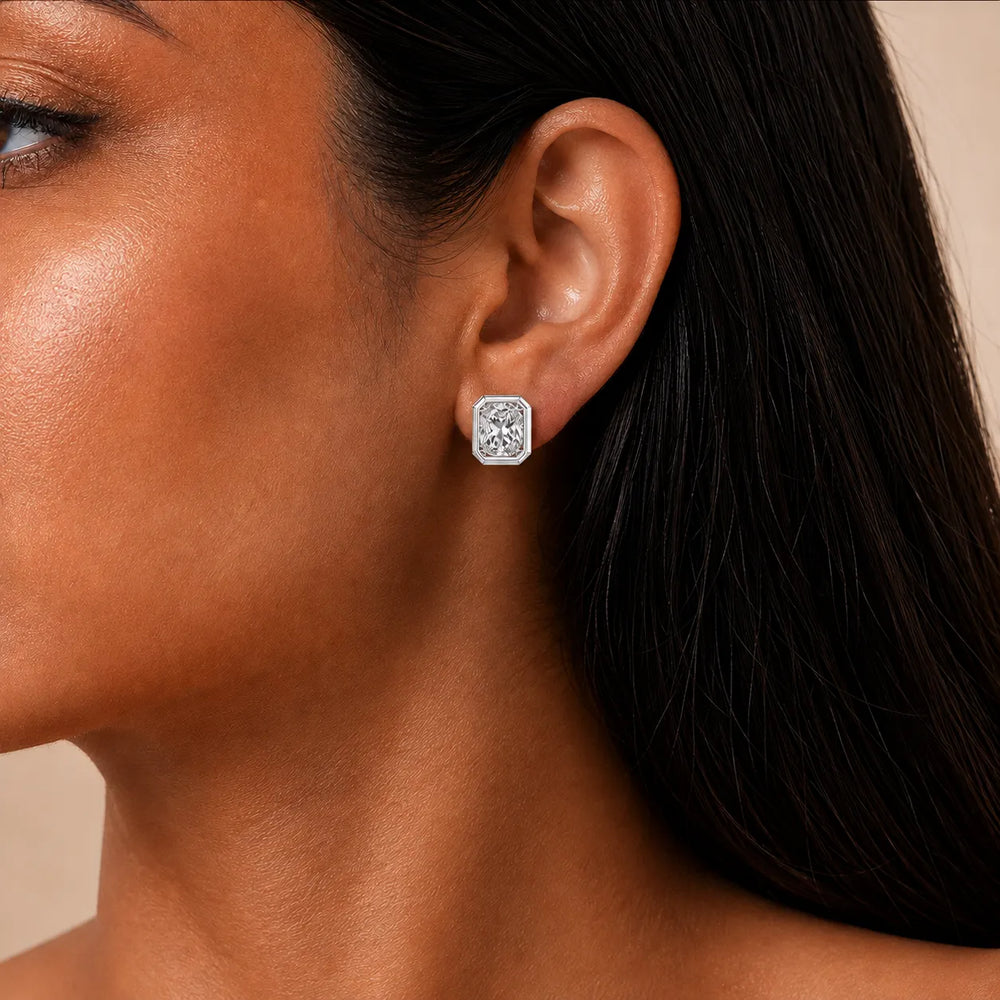 Timeless Glow Ear Studs For Bezel Setting earring