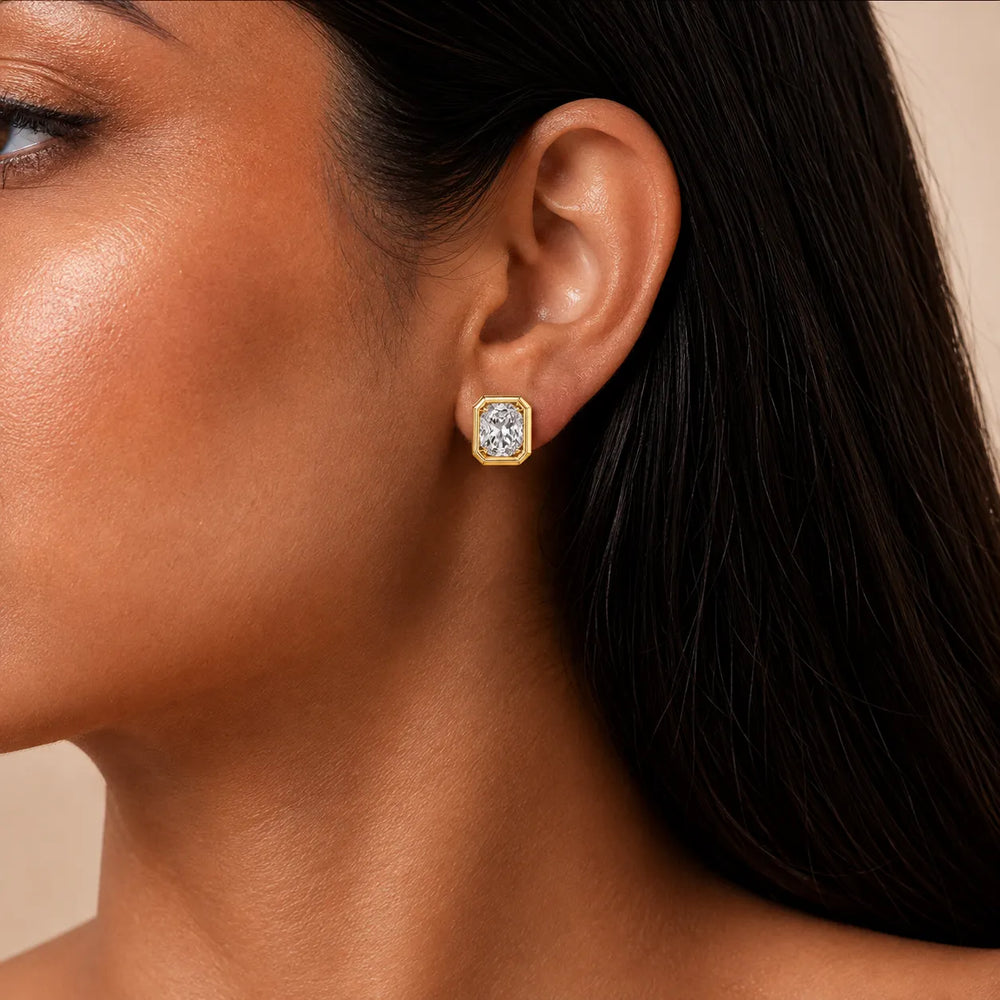Timeless Glow Ear Studs For Bezel Setting earring