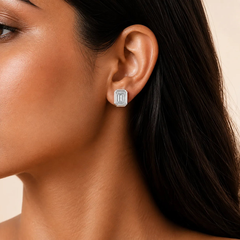 Timeless Glow Ear Studs For Bezel Setting earring