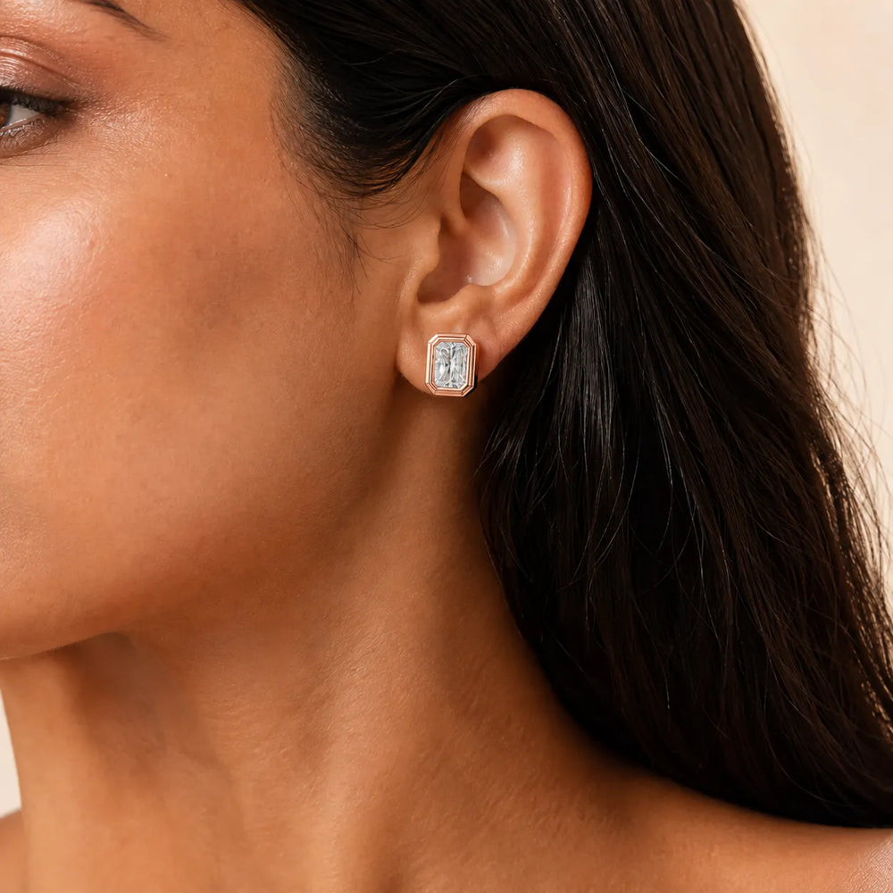 Timeless Glow Ear Studs For Bezel Setting earring