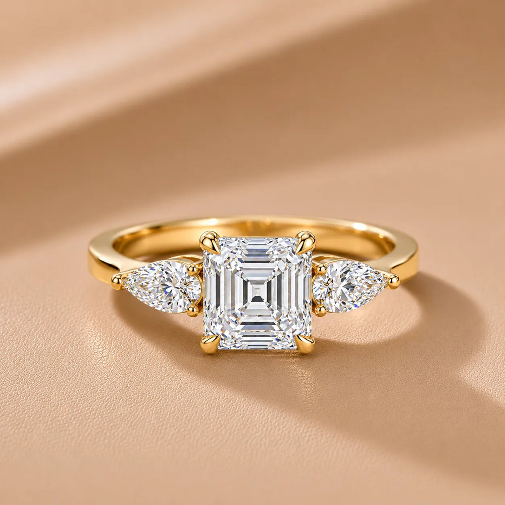 Grace Three Stone Asscher Diamond Engagement Ring
