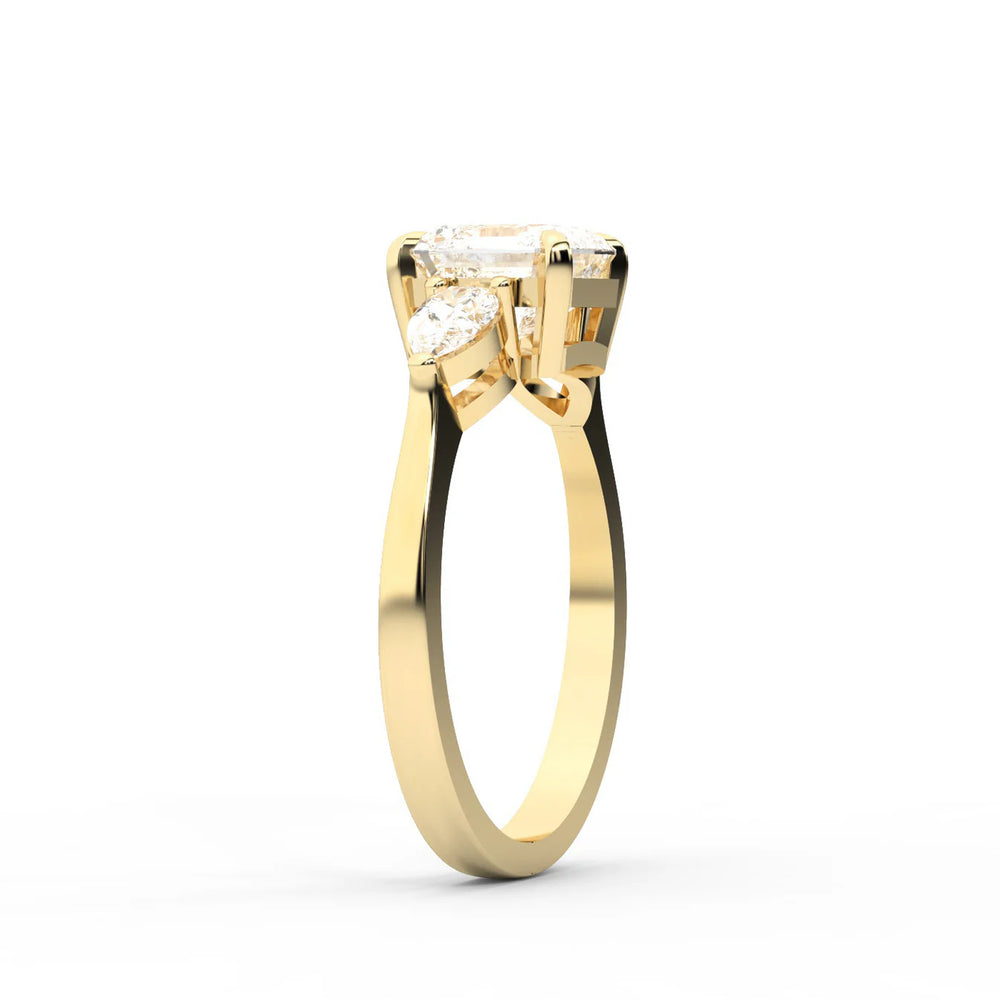 Grace Three Stone Asscher Diamond Engagement Ring