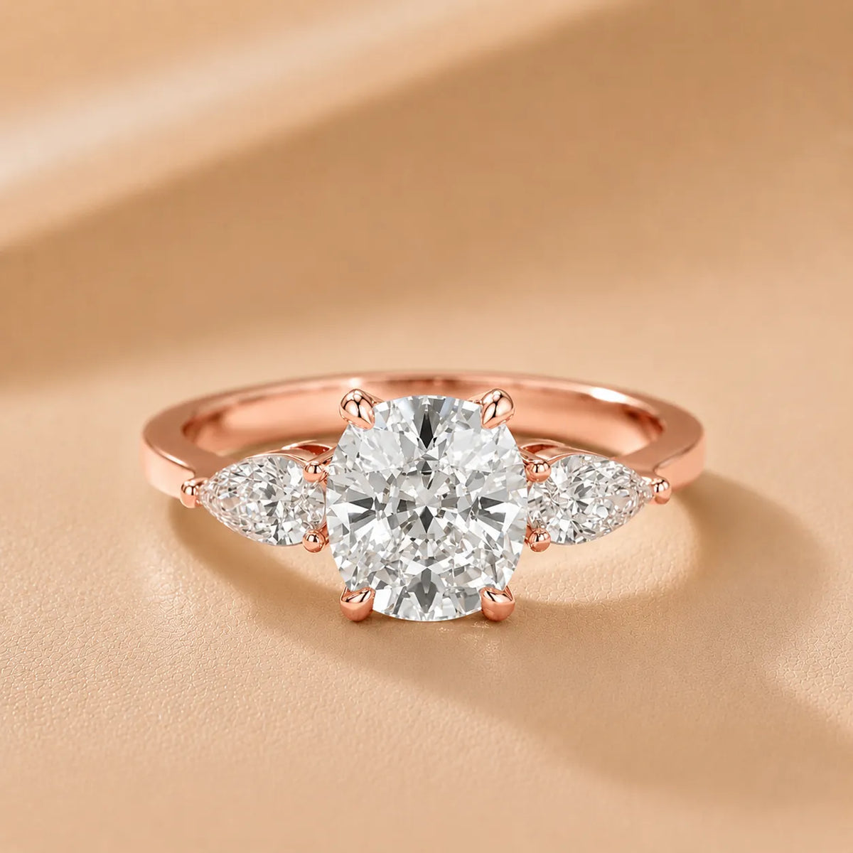 Grace Three Stone Asscher Diamond Engagement Ring