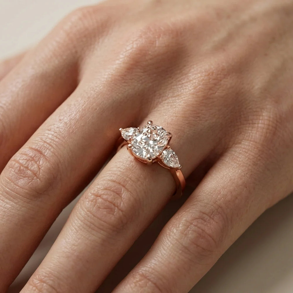 Grace Three Stone Asscher Diamond Engagement Ring