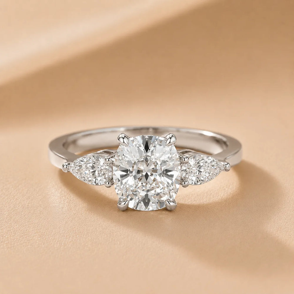 Grace Three Stone Asscher Diamond Engagement Ring