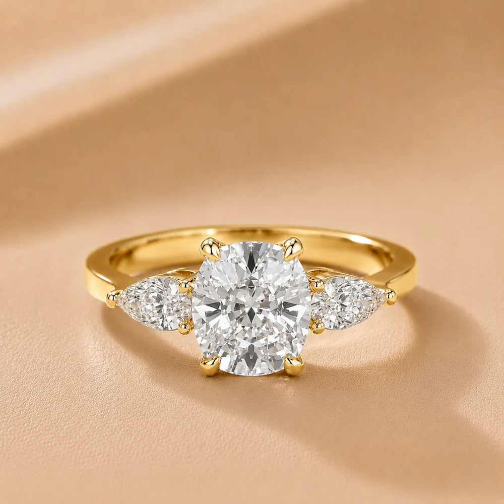 Grace Three Stone Asscher Diamond Engagement Ring