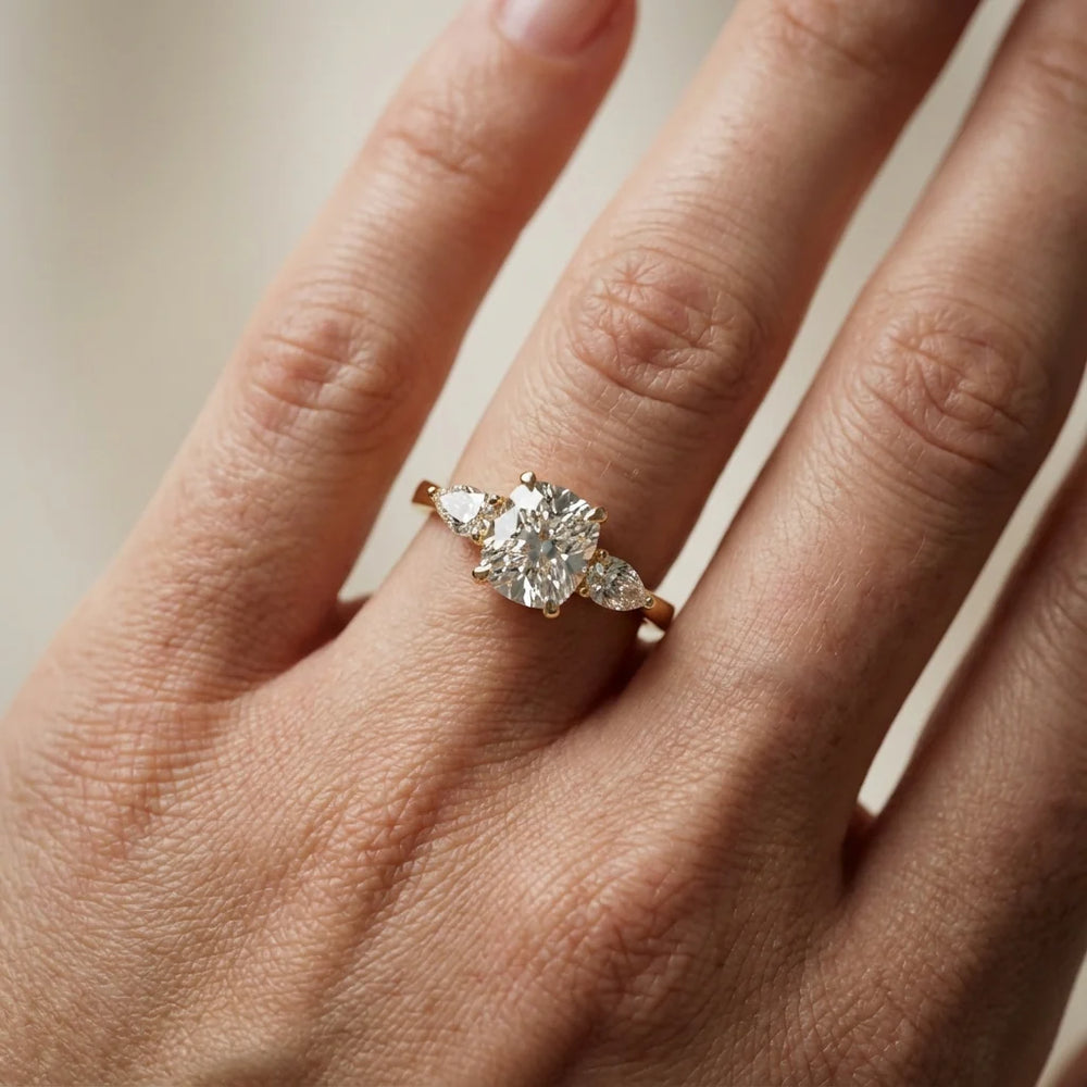 Grace Three Stone Asscher Diamond Engagement Ring