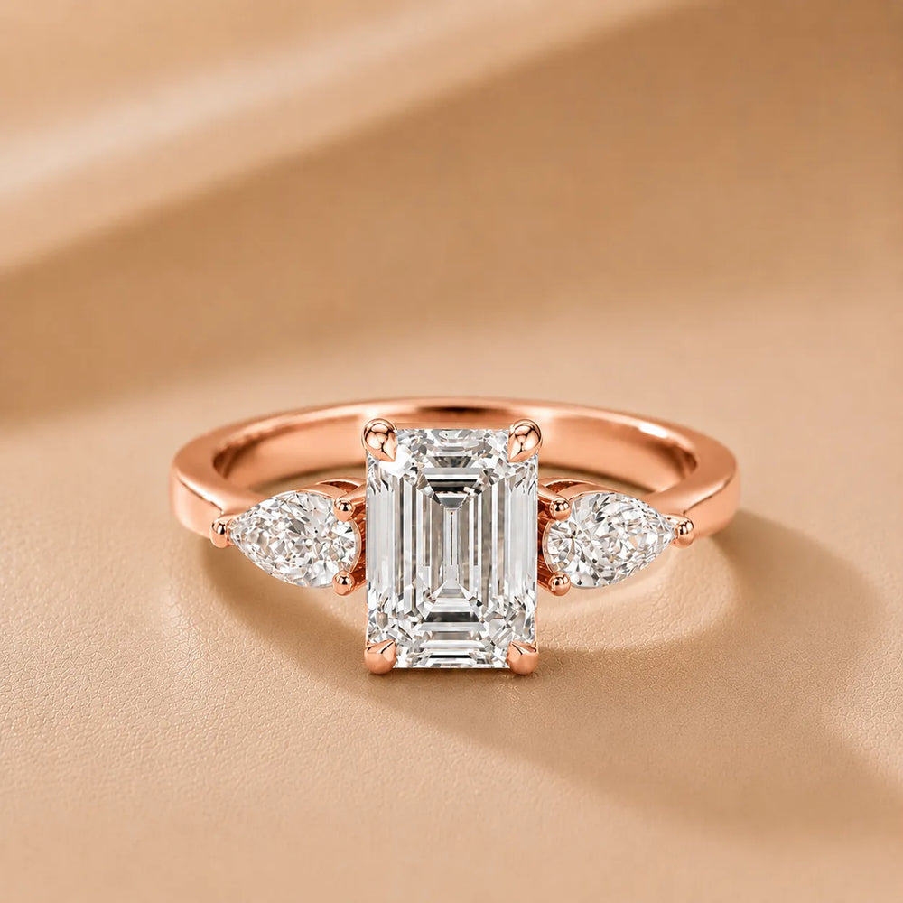 Grace Three Stone Asscher Diamond Engagement Ring