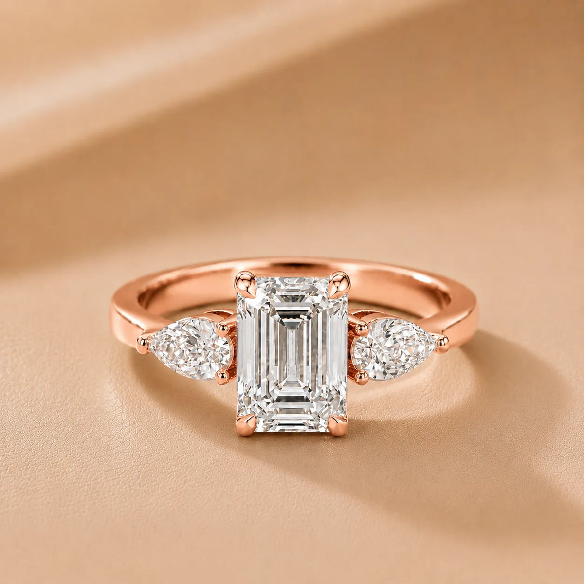 Grace Three Stone Asscher Diamond Engagement Ring