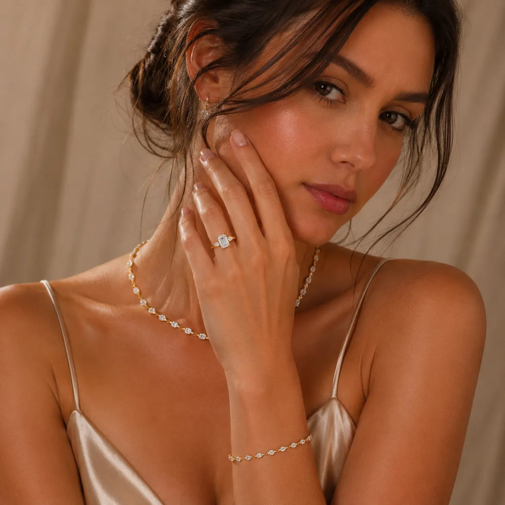 Grace Three Stone Asscher Diamond Engagement Ring