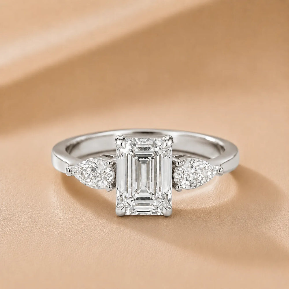 Grace Three Stone Asscher Diamond Engagement Ring