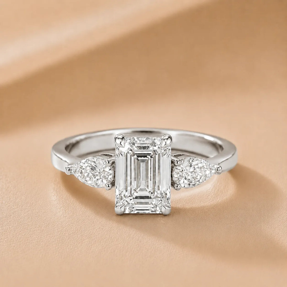 Grace Three Stone Asscher Diamond Engagement Ring