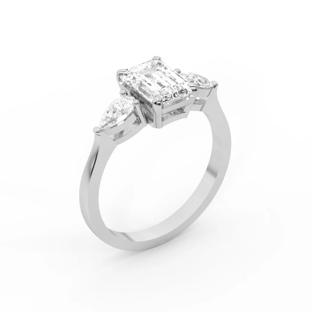 Grace Three Stone Asscher Diamond Engagement Ring