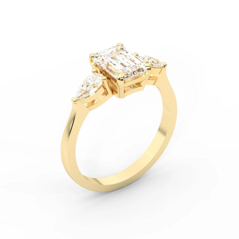 Grace Three Stone Asscher Diamond Engagement Ring