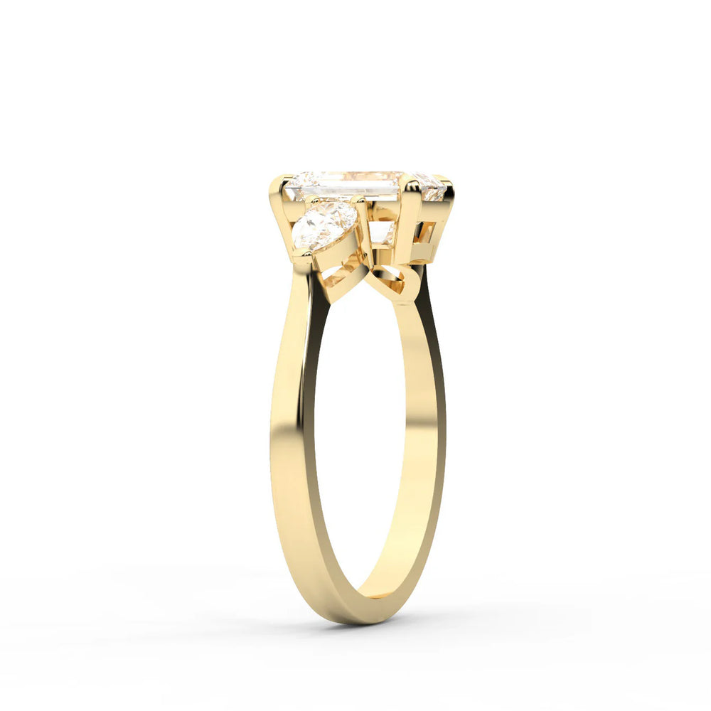 Grace Three Stone Asscher Diamond Engagement Ring