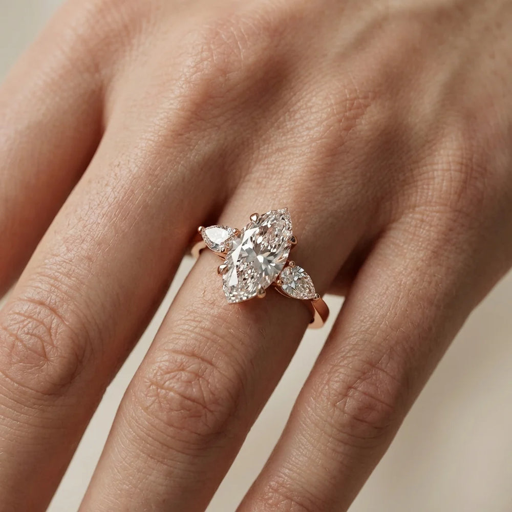 Grace Three Stone Asscher Diamond Engagement Ring
