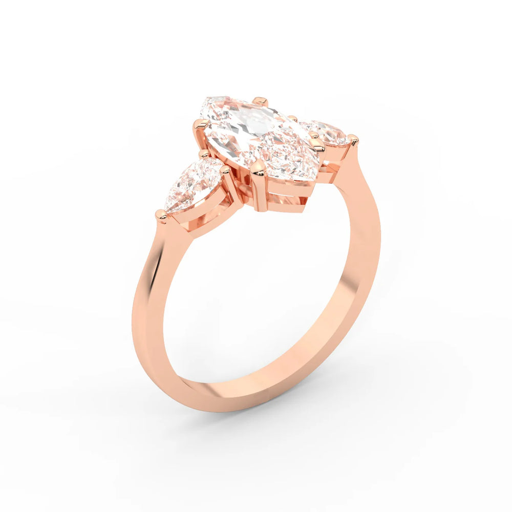 Grace Three Stone Asscher Diamond Engagement Ring