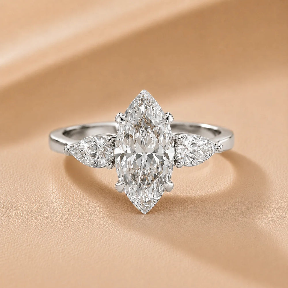 Grace Three Stone Asscher Diamond Engagement Ring