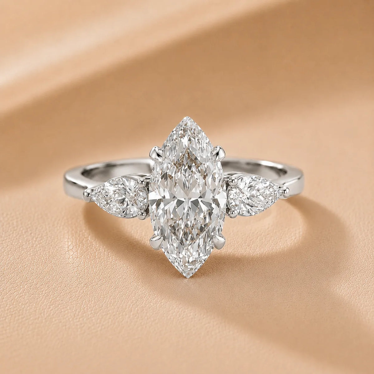 Grace Three Stone Asscher Diamond Engagement Ring