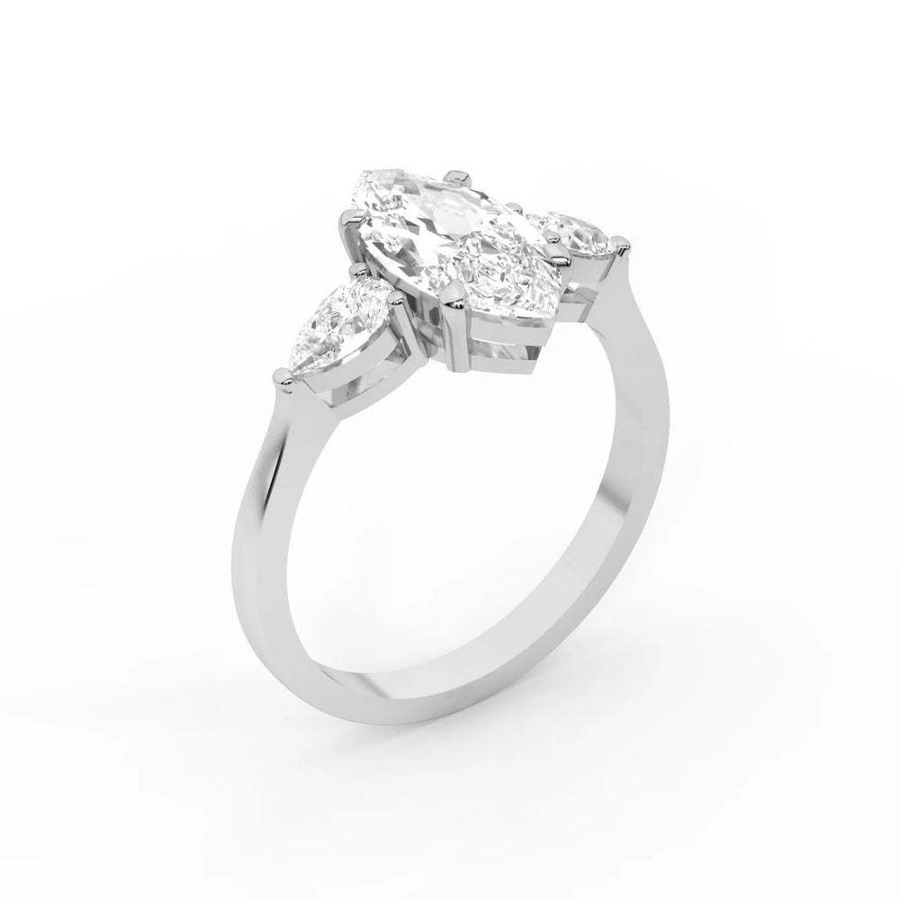 Grace Three Stone Asscher Diamond Engagement Ring