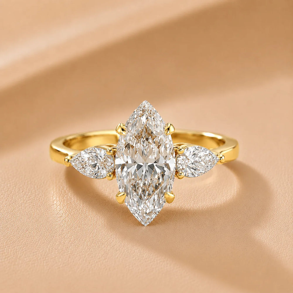 Grace Three Stone Asscher Diamond Engagement Ring