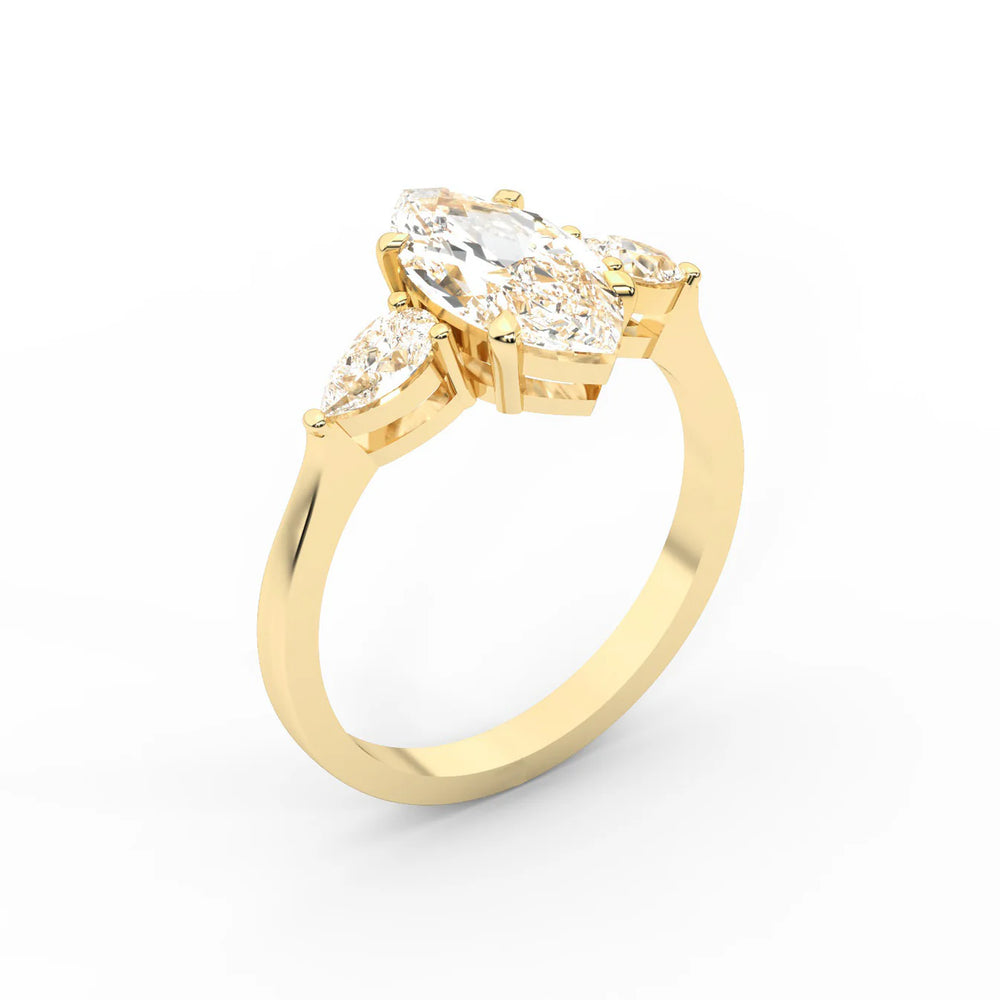 Grace Three Stone Asscher Diamond Engagement Ring