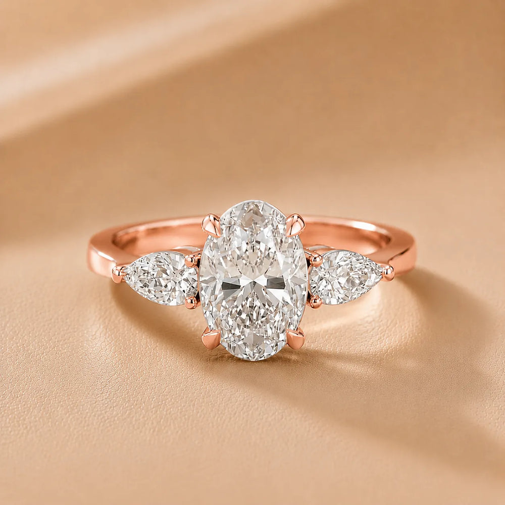 Grace Three Stone Asscher Diamond Engagement Ring