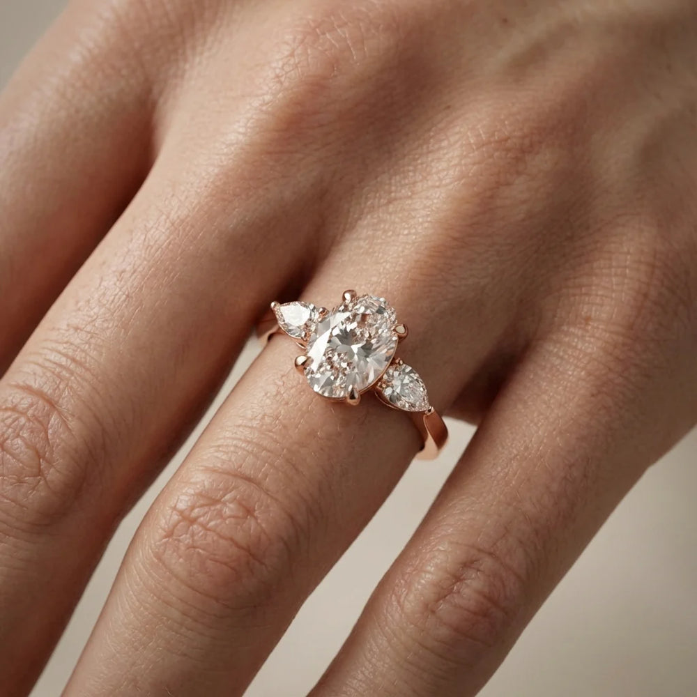 Grace Three Stone Asscher Diamond Engagement Ring