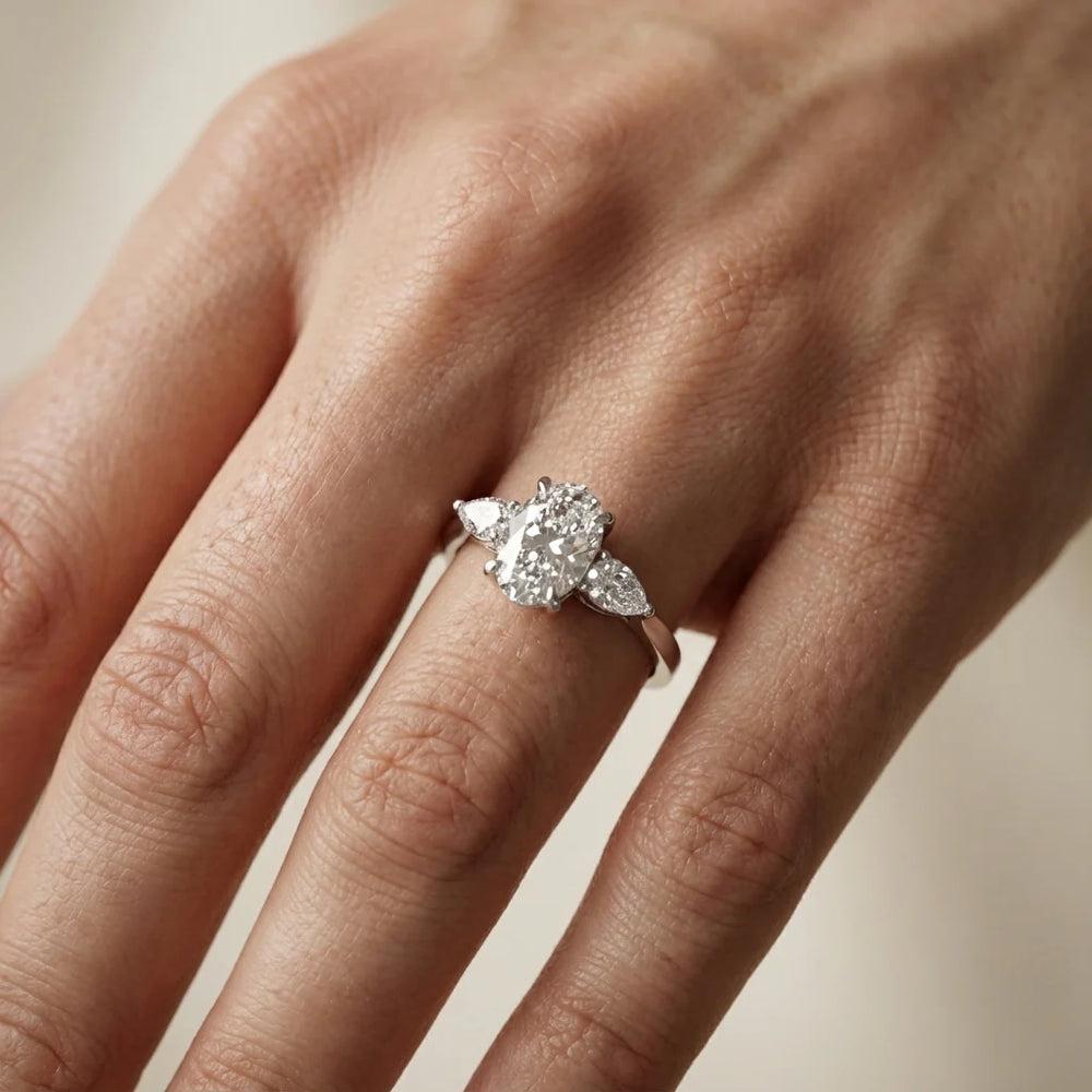 Grace Three Stone Asscher Diamond Engagement Ring
