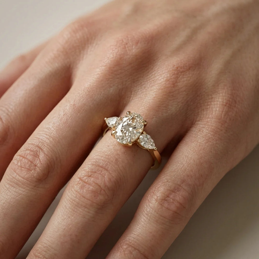 Grace Three Stone Asscher Diamond Engagement Ring
